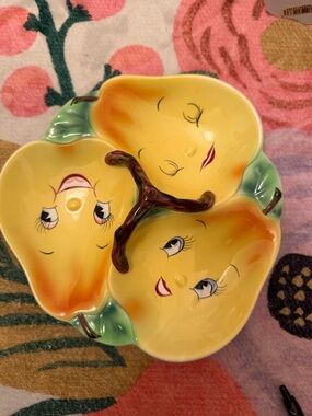 Vintage PY Japan/ Norcrest 1950’s Yellow Pear Trio Serving Dish - Decorative